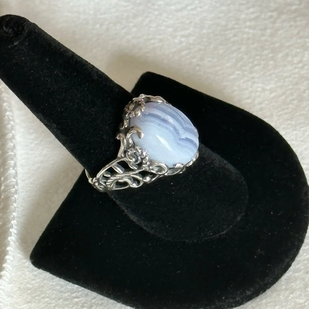 92.5 Blue Lace Agate Ring - Picture 3 of 11